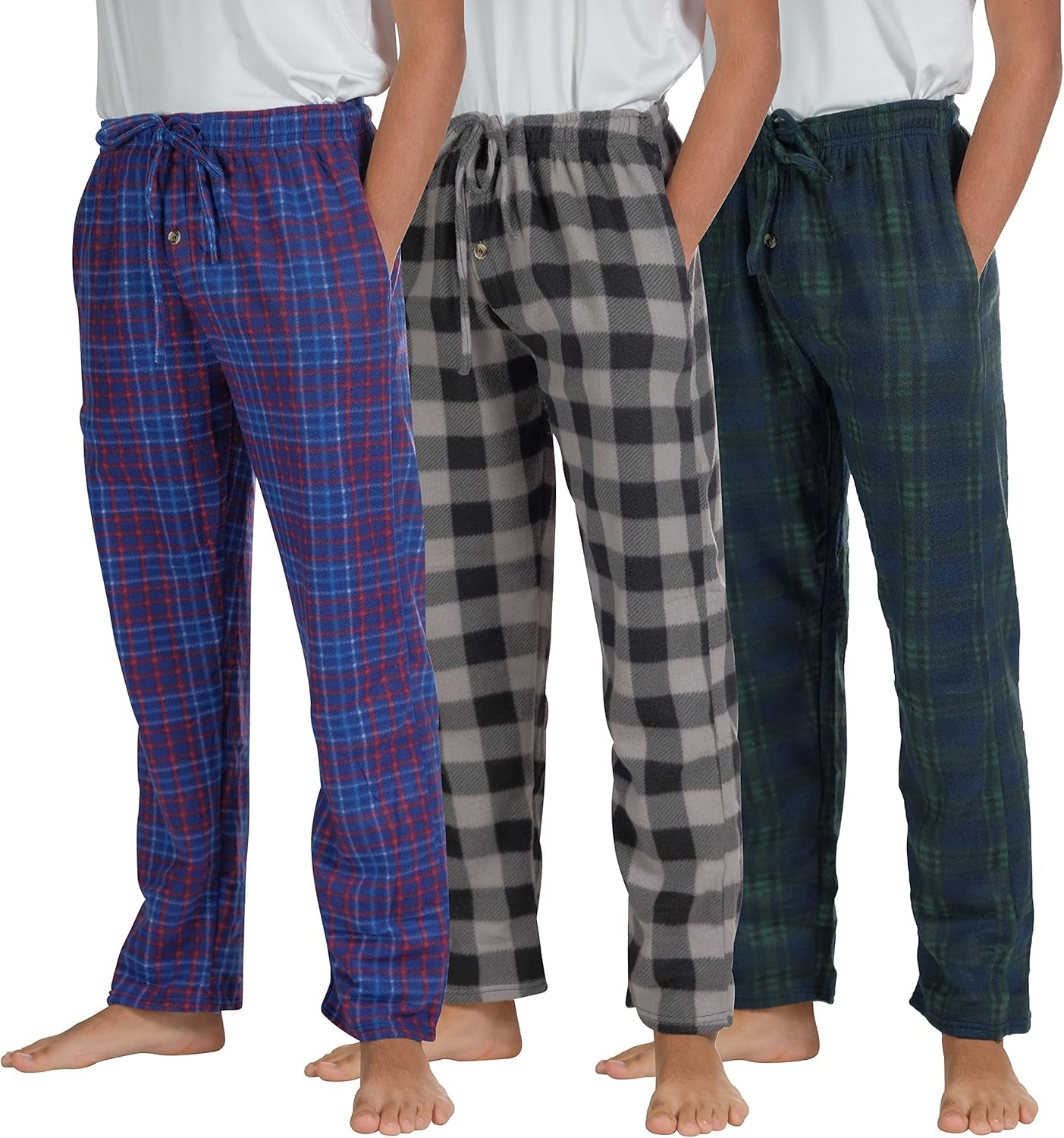 3 Pack Boys Pajama Pants Super Soft Fleece PJ Lounge Bottoms for Kids