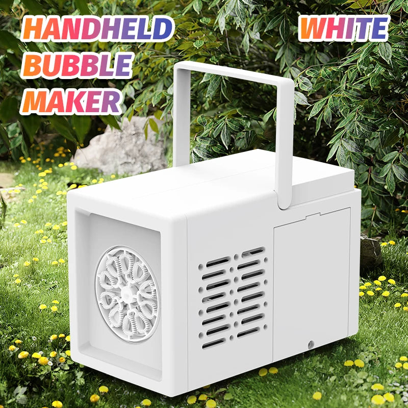 10 Hole Fully Automatic Bubble Blowing Handheld Electric Bubble Machine Toy Outdoor Birthday without Battery and Bubble Water