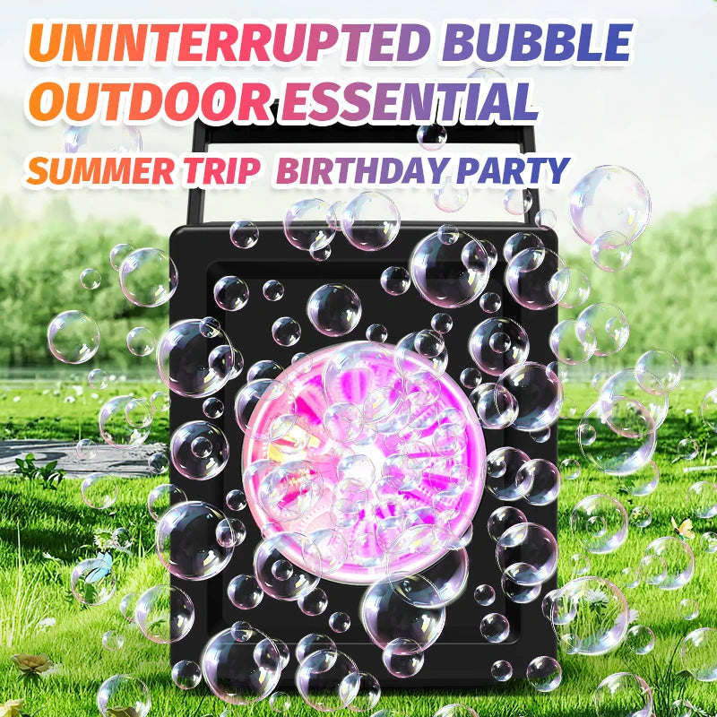 10 Hole Fully Automatic Bubble Blowing Handheld Electric Bubble Machine Toy Outdoor Birthday without Battery and Bubble Water