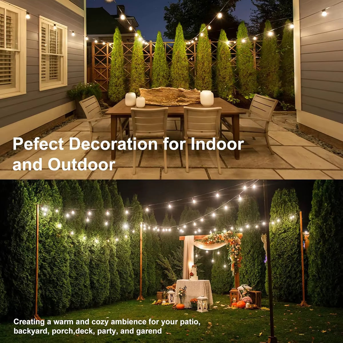 ST38 Solar String Lights Outdoor Festoon LED Garden Solar Lamps for Patio Camping Street Party Wedding Terrace Decoration