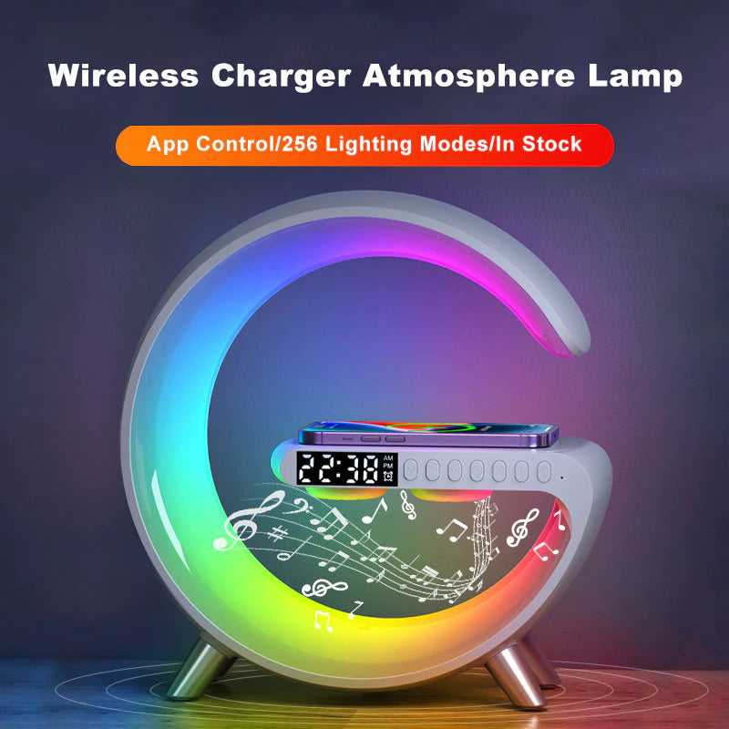 2023 New Intelligent G Shaped LED Lamp Bluetooth Speake Wireless Charger Atmosphere Lamp App Control for Bedroom Home Decor